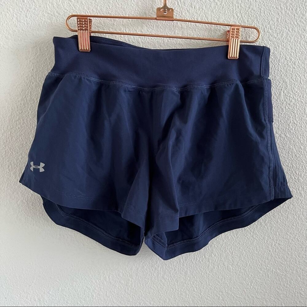 Under Armour Women's Blue Thick Elastic Waist Active Workout Gym Running Shorts